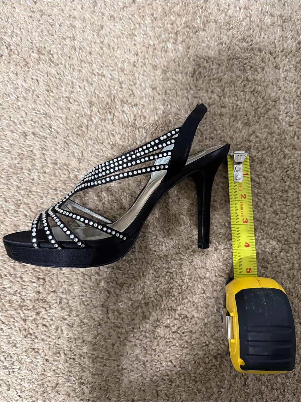 Nina Black Rhinestone Slingback Heels - Picture 7 of 7